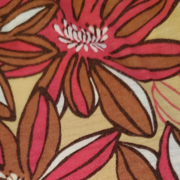 Eyeshadow Sleeveless Boho Halter Pink & Brown Floral Top Wood Bead Neck Size XL - Picture 5 of 6